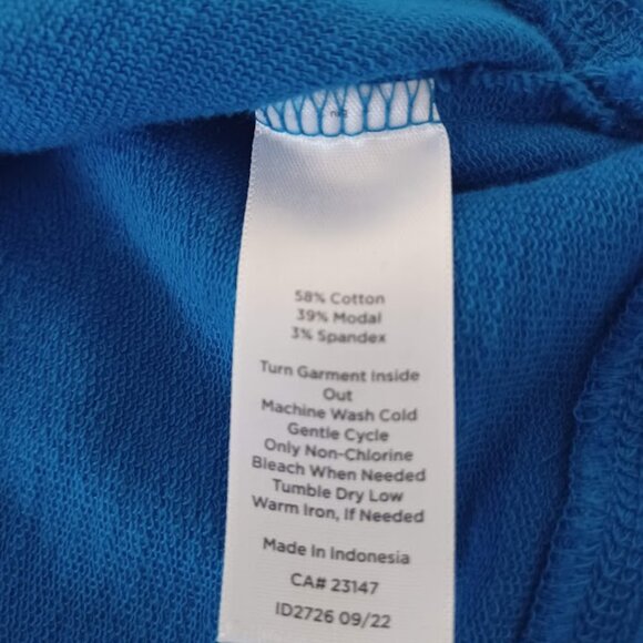 T by Talbots Women’s Long Sleeve Top Blue Stretch Cotton Modal UPF 50+ Size L - Picture 3 of 6